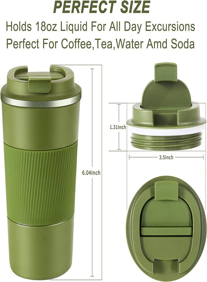 ZOKIXTO New Stainless Steel Vacuum Insulated Travel Tea and Coffee Mug -Insulated Cup for Hot & Cold Drinks, Travel Thermos Flask with Lid. (Green, 510 Ml) - Image 2